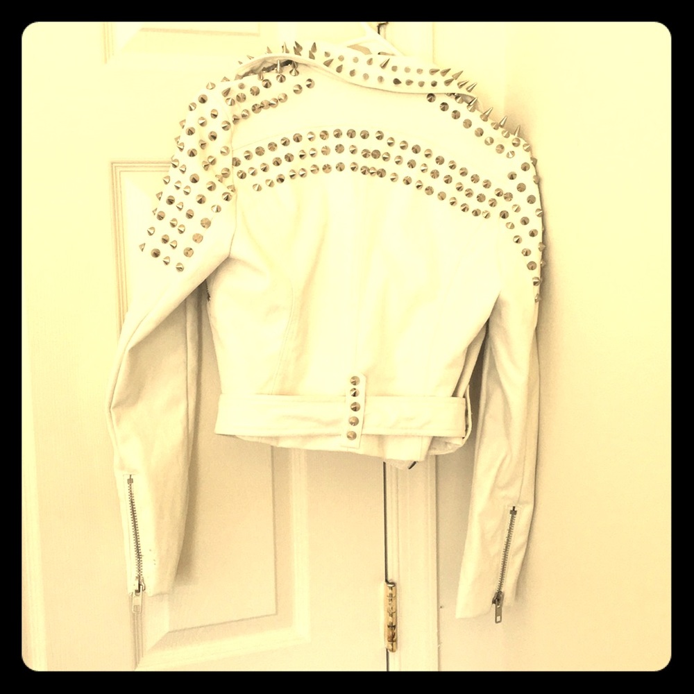 TOV Holy White Studded Biker style Jacket